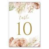 Numéro De Table Mariage Bohème Floral, Palmier et Herbes de la Pam (Dos)