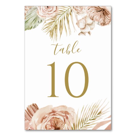 Numéro De Table Mariage Bohème Floral, Palmier et Herbes de la Pam (Par défaut)