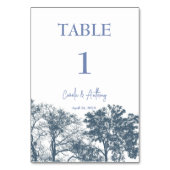 Numéro De Table Mariage Boho Arbres Bleus Bas (Dos)