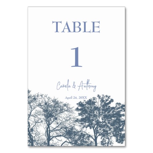 Numéro De Table Mariage Boho Arbres Bleus Bas (Par défaut)