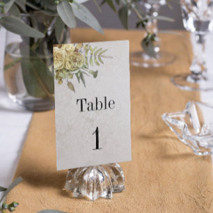 Numéro De Table Mariage Boho Bouquet Rose jaune