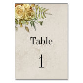 Numéro De Table Mariage Boho Bouquet Rose jaune (Dos)