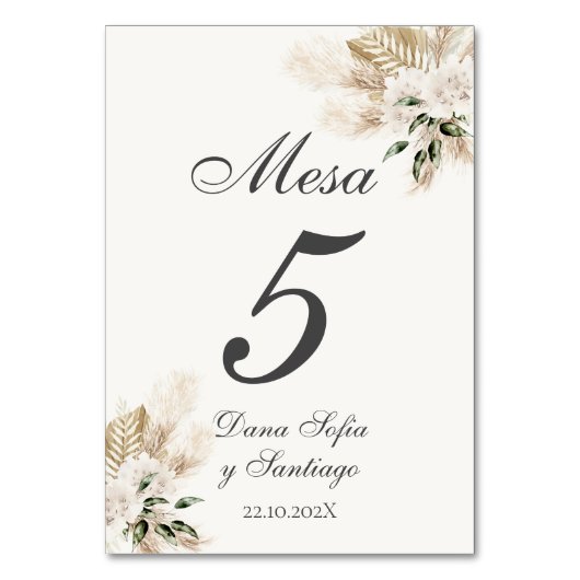 Numéro De Table Mariage Boho espagnol (Par défaut)
