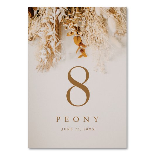 Numéro De Table Mariage Boho Fall Flowers (Dos)