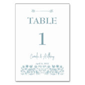 Numéro De Table Mariage Boho Fleur sauvage bleu (Dos)
