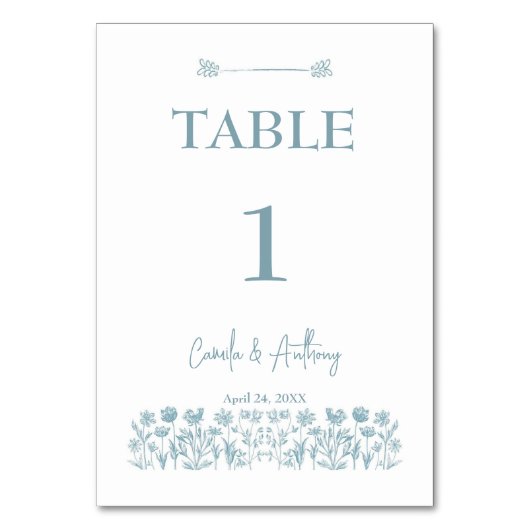 Numéro De Table Mariage Boho Fleur sauvage bleu (Par défaut)
