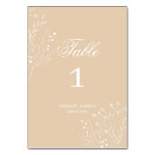 Numéro De Table Mariage Boho Floral Blanc Beige Corner (Dos)