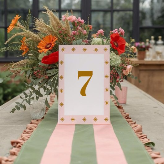 Numéro De Table Mariage Boho Super coloré rétro
