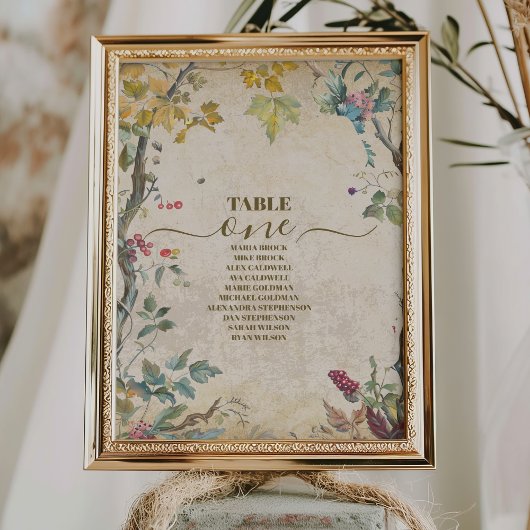 Numéro De Table Mariage botanique de fleurs sauvages bohème d'auto