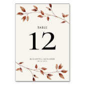 Numéro De Table Mariage botanique des feuilles d'automne modernes (Dos)