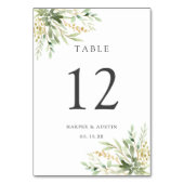 Numéro De Table Mariage Botanique Feuillage Vert (Dos)