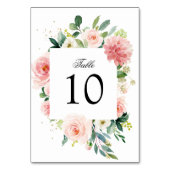 Numéro De Table Mariage Botanique Fleurie Rose Pâle Pastel Élégant (Dos)