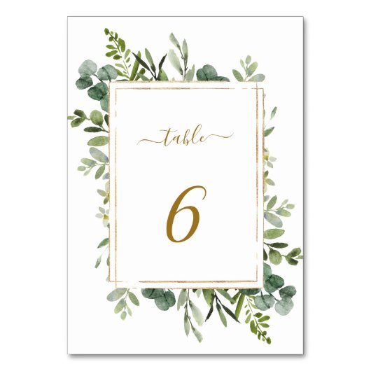 Numéro De Table Mariage Botanique Gold Greenery (Dos)