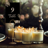 Numéro De Table Mariage botanique moderne élégant noir et or