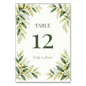Numéro De Table Mariage botanique moderne vert Citron (Dos)