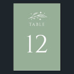 Numéro De Table Mariage botanique mystique<br><div class="desc">Guidez vos invités avec les numéros de table Mystical Botanical Mariage. Contre un arrière - plan vert sauge propre,  les éléments célestes,  créer un voyage céleste pour vos invités.</div>