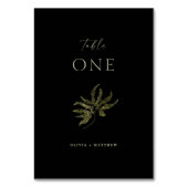 Numéro De Table Mariage Botanique Noir | Feuillage de Fougère Mini (Dos)