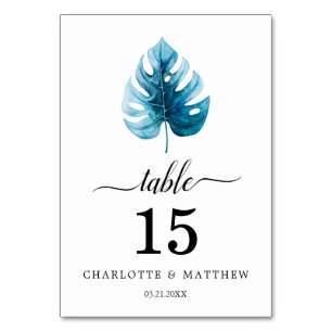 Numéro De Table Mariage botanique simple de couleur tropicale