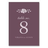 Numéro De Table Mariage Botanique Vintage Bourgogne (Dos)