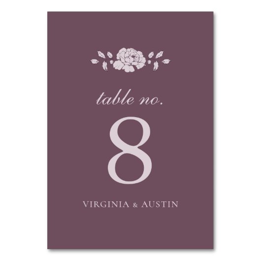 Numéro De Table Mariage Botanique Vintage Bourgogne (Par défaut)