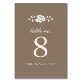 Numéro De Table Mariage Botanique Vintage Brun (Dos)