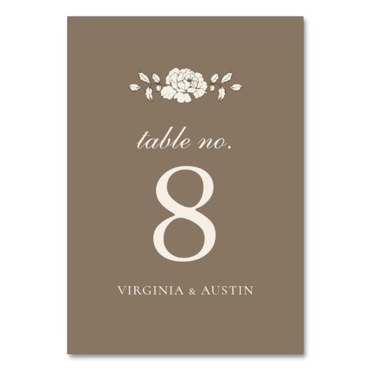 Numéro De Table Mariage Botanique Vintage Brun (Par défaut)