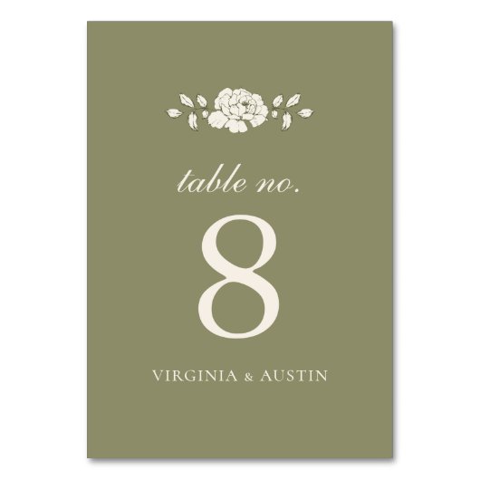 Numéro De Table Mariage Botanique Vintage Vert Sauge (Par défaut)
