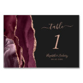 Numéro De Table Mariage Bourguignon Or Rose Agate Foncé (Dos)