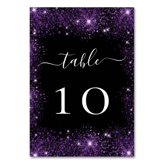 Numéro De Table Mariage brillant parties scintillant violet noir (Par défaut)