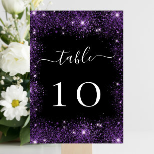 Numéro De Table Mariage brillant parties scintillant violet noir