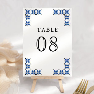 Numéro De Table Mariage Broderie Ukrainienne Bleu et Noir