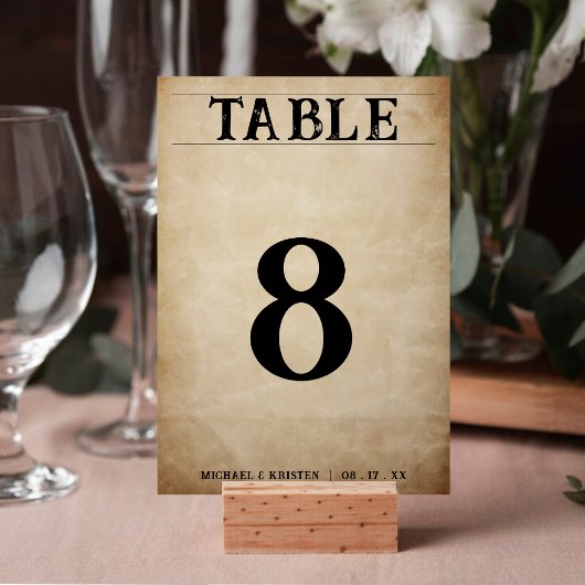 Numéro De Table Mariage Brown rustique désorganisé