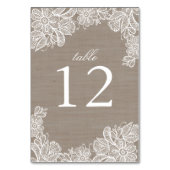 Numéro de table Mariage Burlap and Lace (Dos)