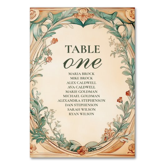 Numéro De Table Mariage cadre botanique chaud (Par défaut)