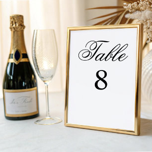 Numéro De Table Mariage calligraphié classique noir et blanc