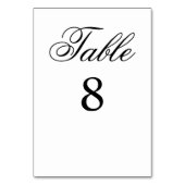 Numéro De Table Mariage calligraphié classique noir et blanc (Dos)