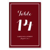 Numéro De Table Mariage calligraphie moderne Bourgogne (Dos)