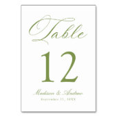 Numéro De Table Mariage Calligraphié Vert Olive Classique (Par défaut)