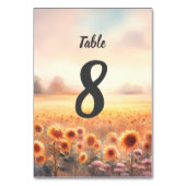 Numéro De Table Mariage campagnard d'aquarelle rustique Boho Sunfl (Dos)