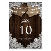 Numéro De Table Mariage campagnard de dentelle fleurie en bois rus (Dos)