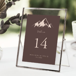 Numéro De Table Mariage campagnard de montagne Clear