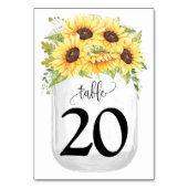 Numéro De Table Mariage campagnard de Sunflowers Mason Jar (Dos)