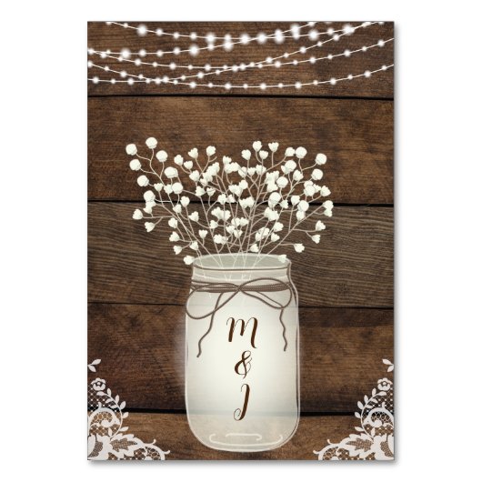 Numéro De Table Mariage campagnard en bois rustique et dentelle Nu (Dos)