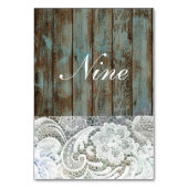 Numéro De Table mariage campagnard en dentelle de grange bleu vint (Dos)