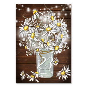 Numéro De Table Mariage campagnard Mason Jar Daisies BarefootBride