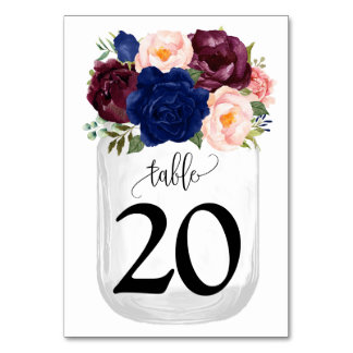 Numéro De Table Mariage campagnard Mason Jar de fleurs de marine