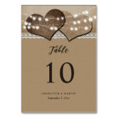 Numéro De Table Mariage campagnard Rustique Kraft Papier Burlap He (Par défaut)