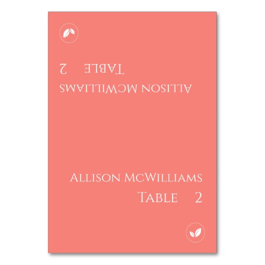 Numéro De Table Mariage Cartes-Végétarien-Corail Rose- (Par défaut)