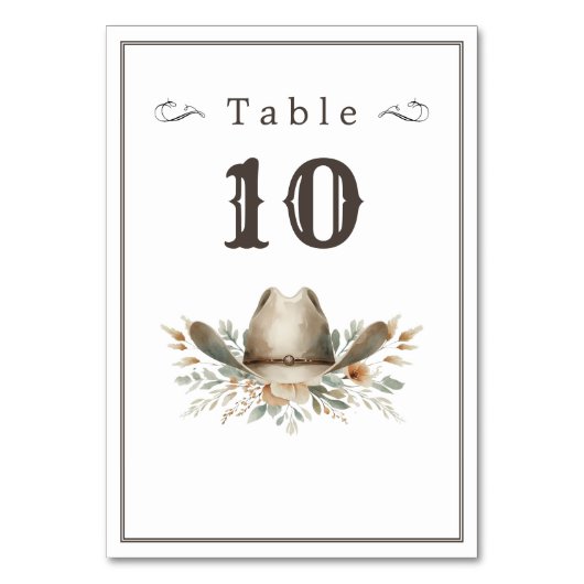 Numéro De Table Mariage casquette Wild West cowboy (Par défaut)