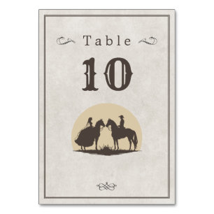Numéro De Table Mariage casquette Wild West cowboy